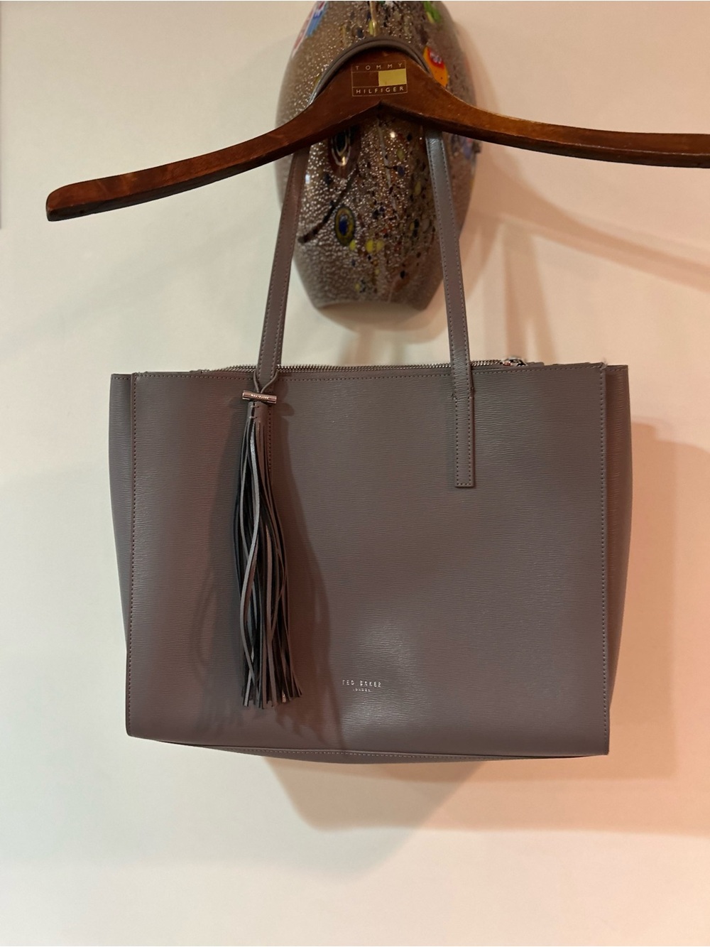 Ted Baker Grey Tassel Tote With Zipper Compartments